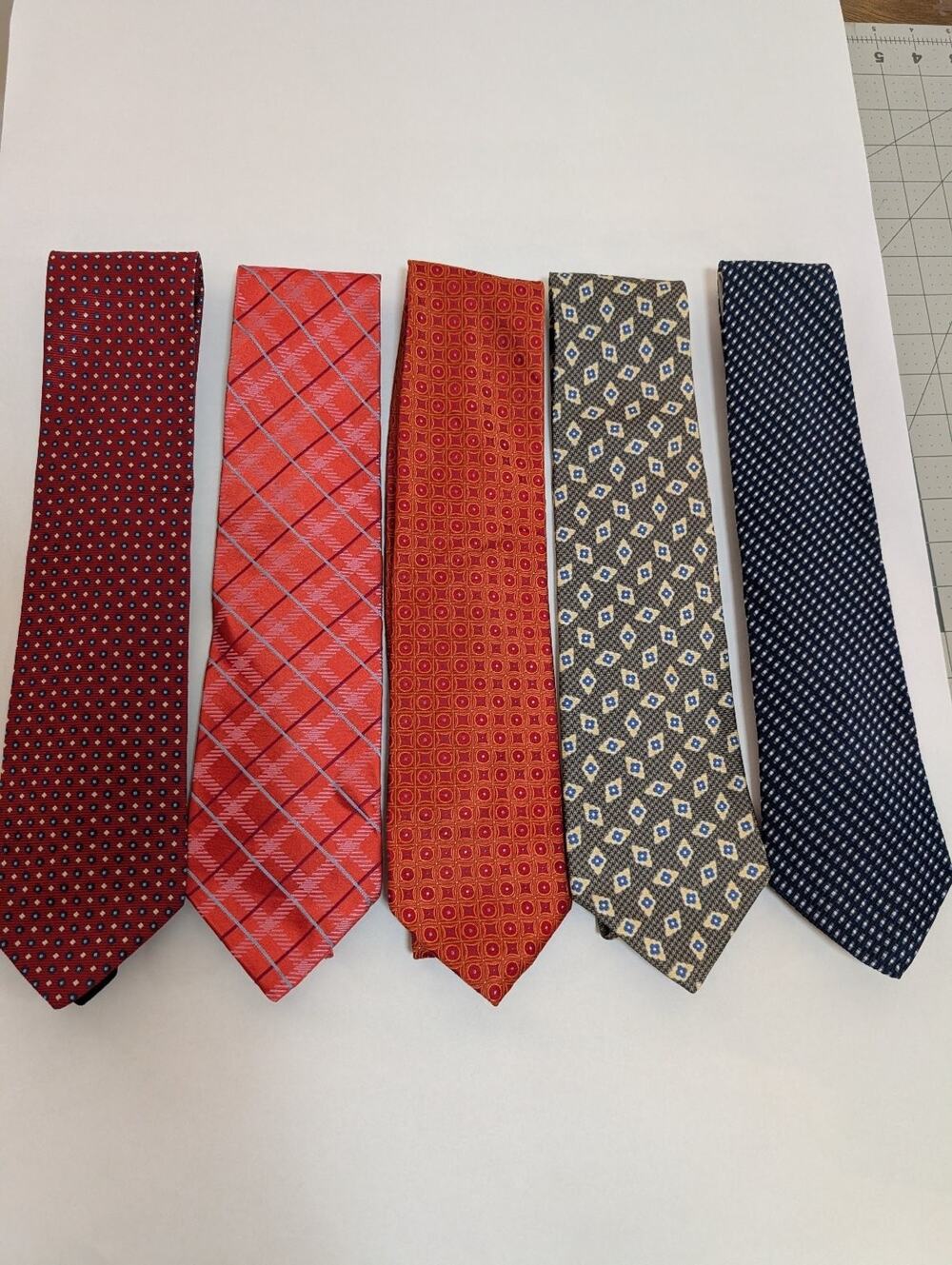 Tommy Hilfiger USA made 100% Silk Tie Lot of 5 Assorted Colors Patterns Business